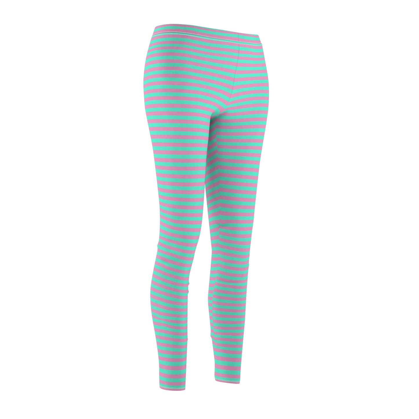 Pink + Teal Skinny Striped Women's Super Soft Leggings