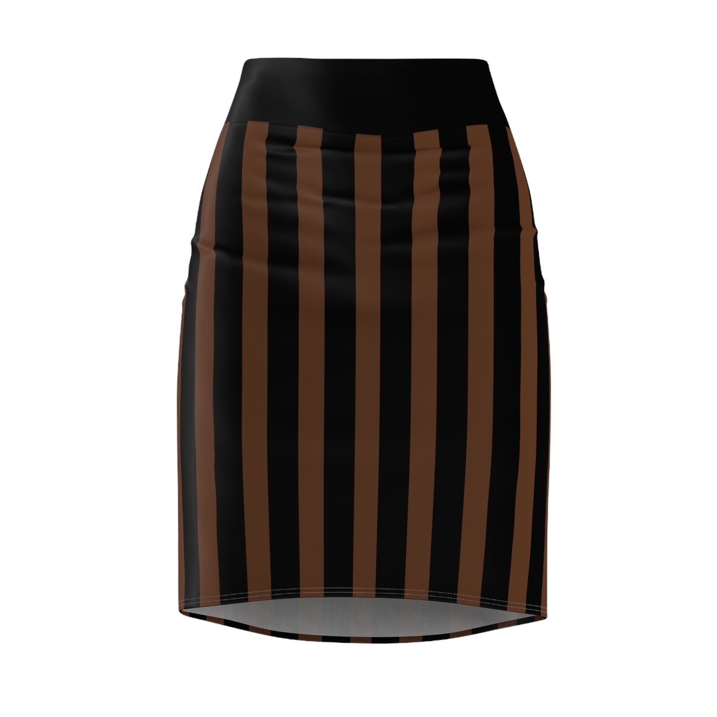 Brown + Black Striped Women's Pencil Skirt