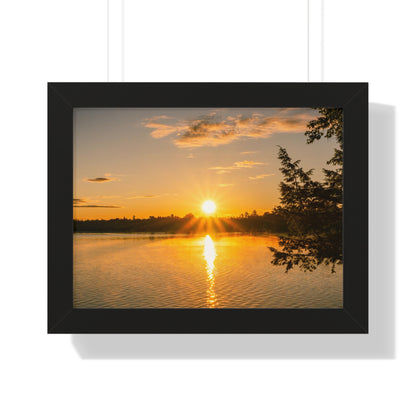 Summer Sunrise Over A Maine Lake Framed Matte Print