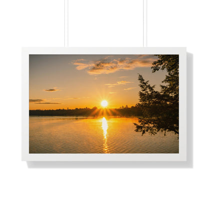 Summer Sunrise Over A Maine Lake Framed Matte Print