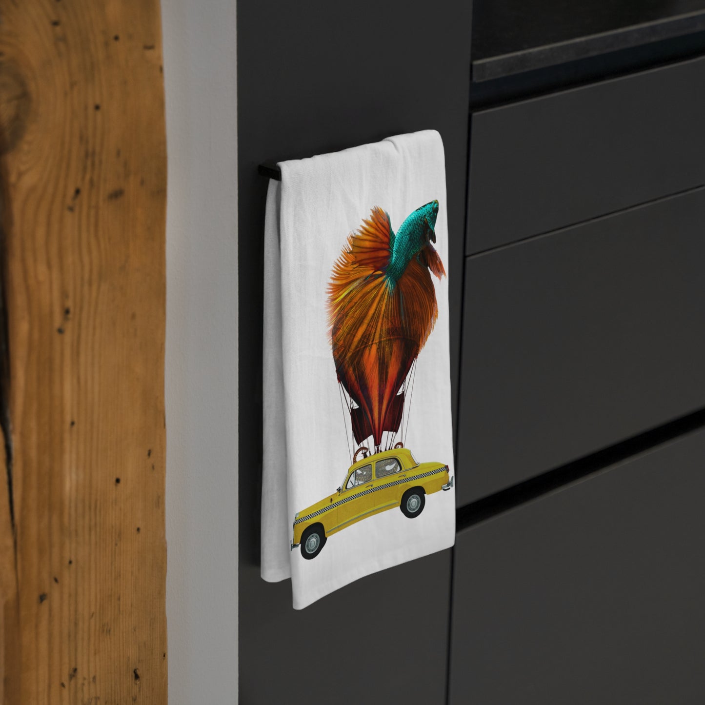 Aquamobile Taxi Service Large Cotton Dish Towel | Surreal Art