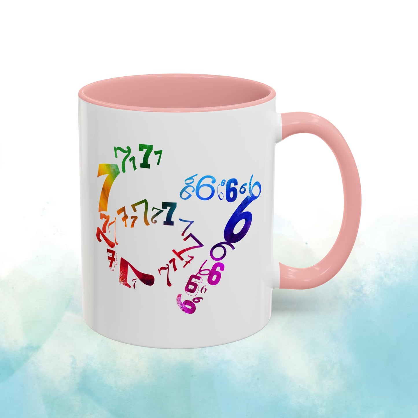 6-7 Meme Illusion Colorful Handle Ceramic Mug (11, 15oz)