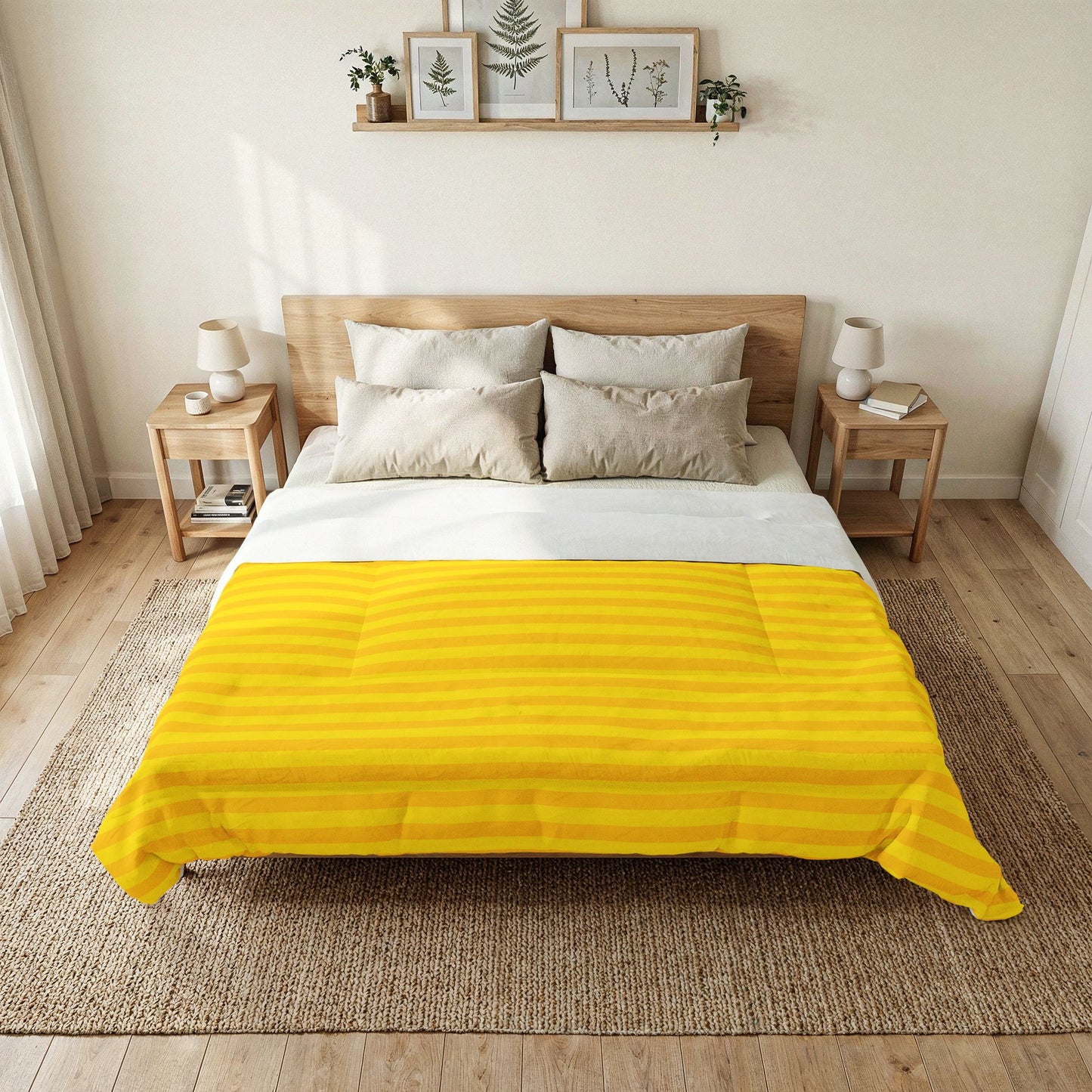 Citron Yellow Striped 100% Cotton Comforter