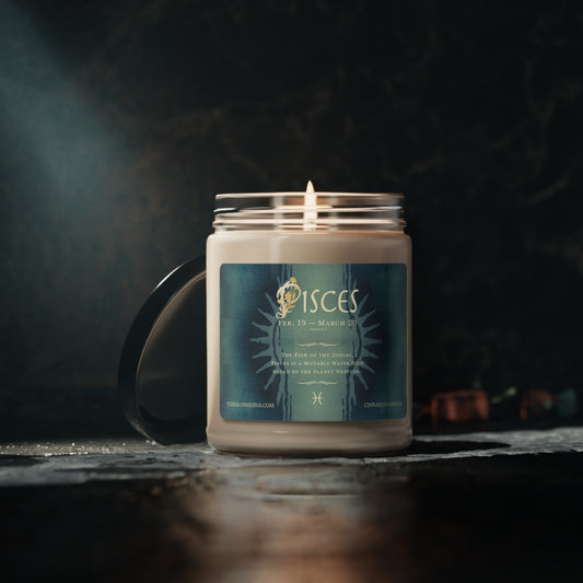 Pisces Zodiac Vibes 9oz Soy Candle, 5 scents