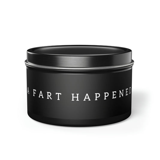 A Fart Happened Candle in Minimalist Black Steel Tin (2 sizes)