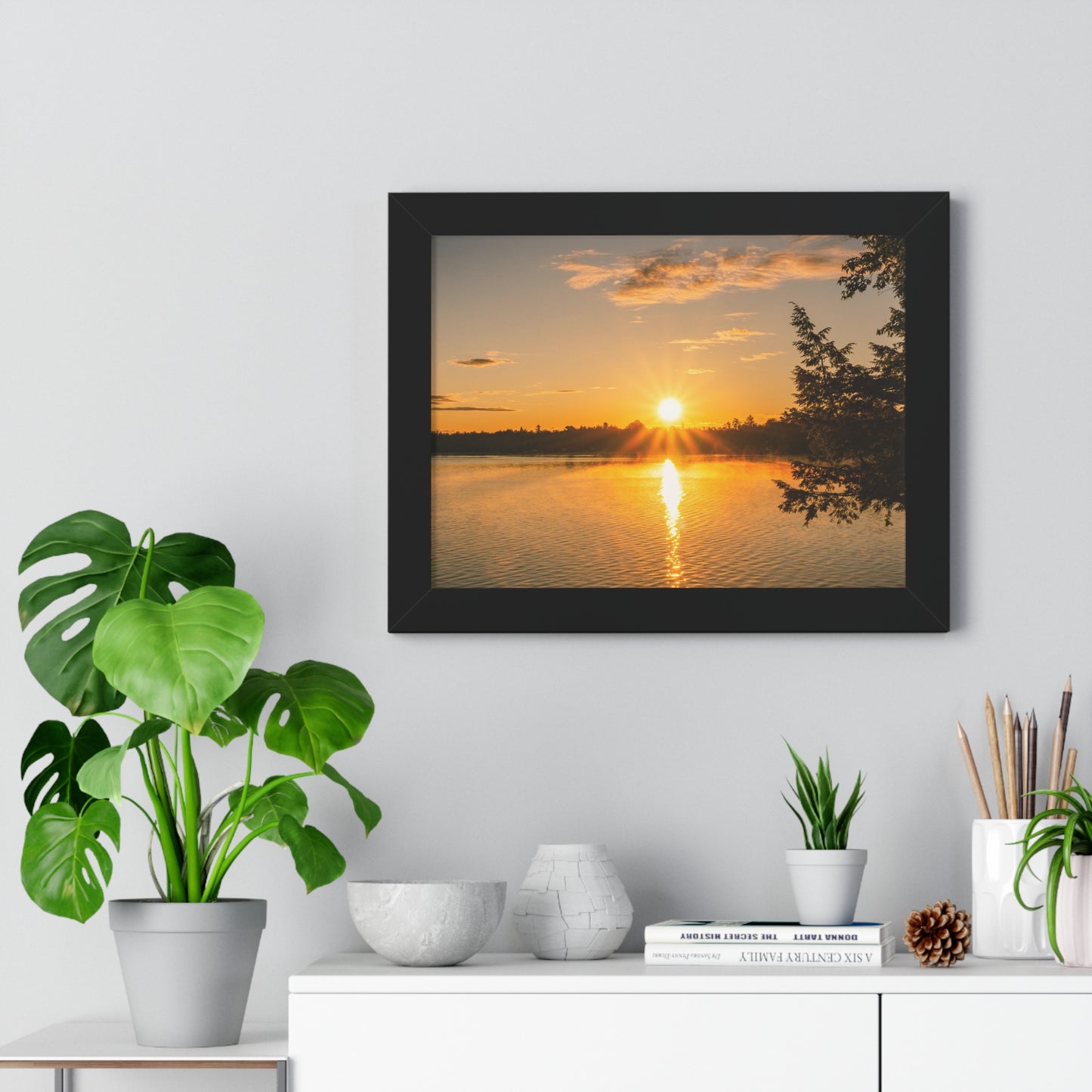 Summer Sunrise Over A Maine Lake Framed Matte Print