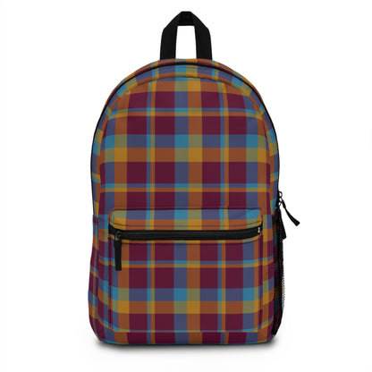 Mustard + Plum Plaid Water-Resistant School Backpack