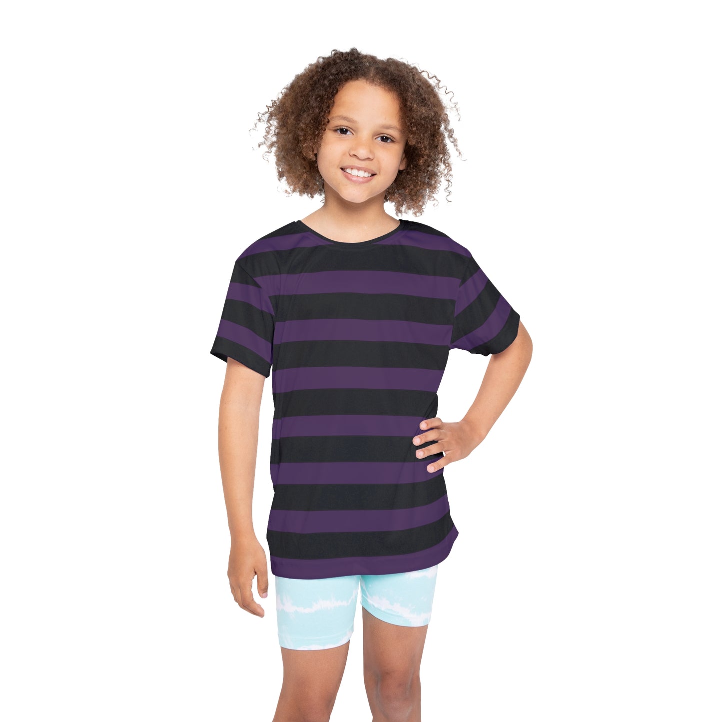 Purple + Black Stripes Kids' Poly Tee