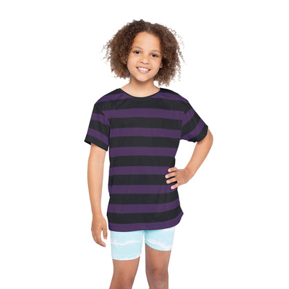 Purple + Black Stripes Kids' Poly Tee