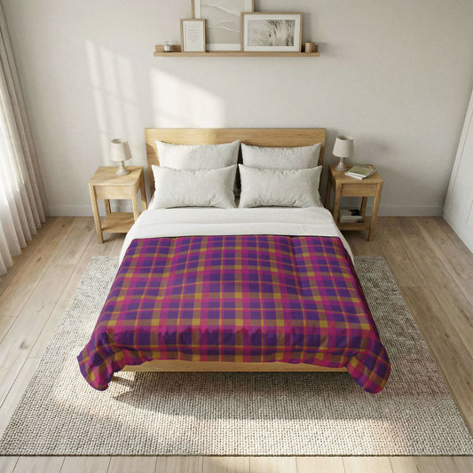 Yellow + Magenta Plaid 100% Cotton Comforter
