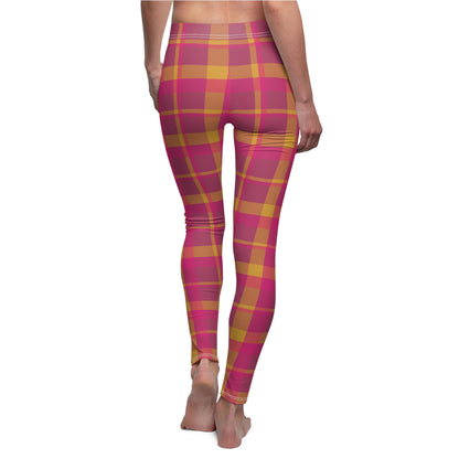 Pink + Yellow Plaid Women's Extra Soft Brushed Suede Leggings