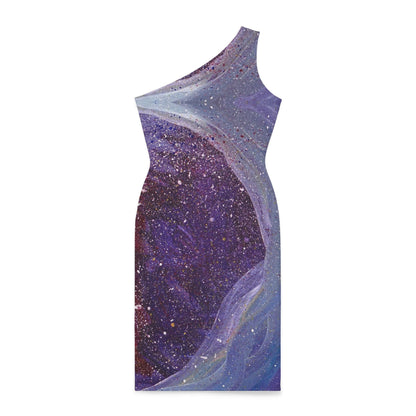 Plato's Cave Painting Women's Asymmetrical Shoulder Dress