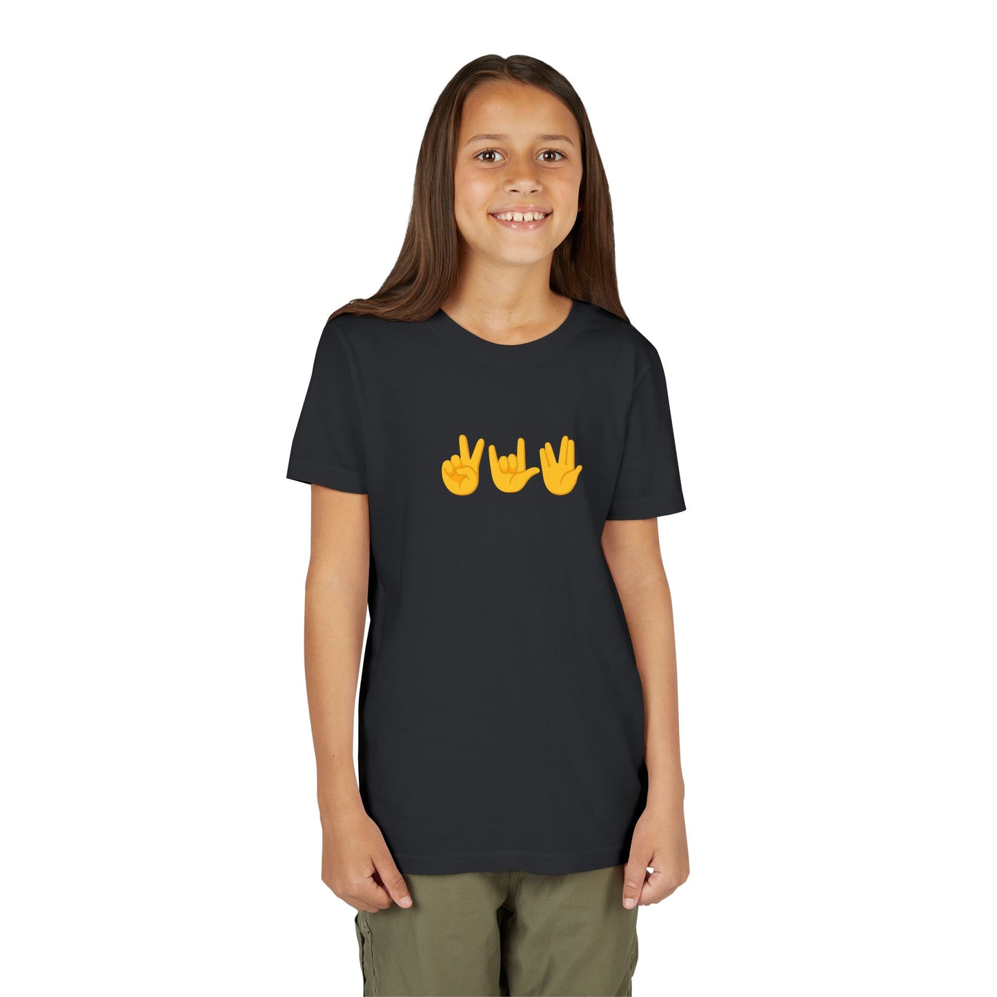 Peace, Love, Live Long Emoji Short Sleeve Kids' T-Shirt (multicolors)