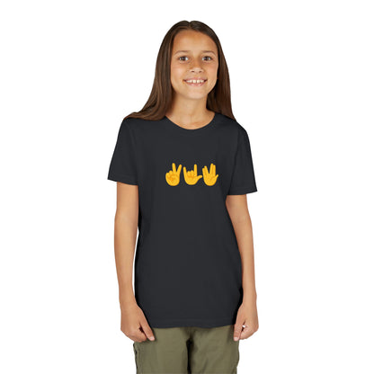 Peace, Love, Live Long Emoji Short Sleeve Kids' T-Shirt (multicolors)