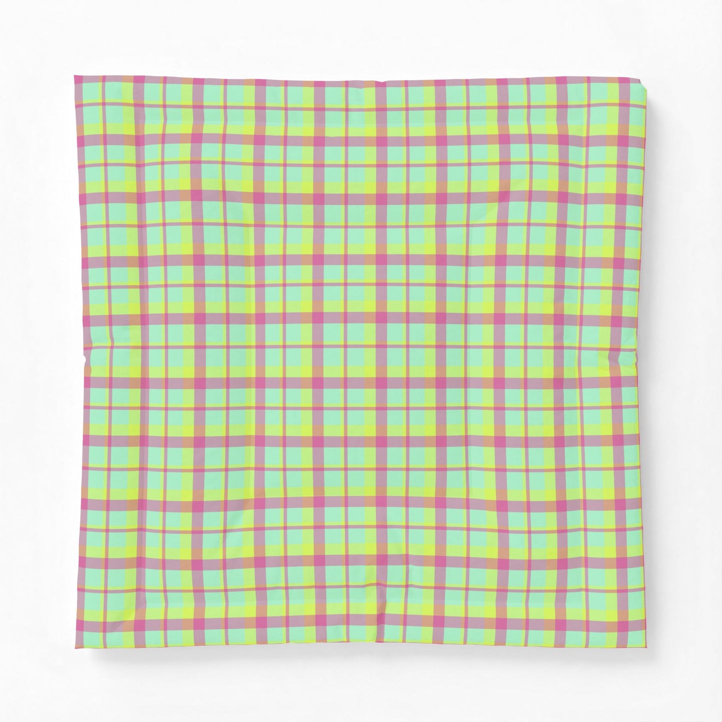 Neon Green + Pink Plaid 100% Cotton Comforter