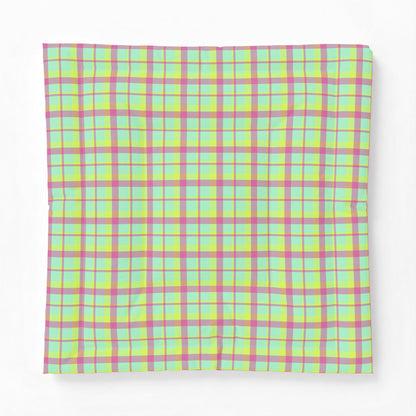 Neon Green + Pink Plaid 100% Cotton Comforter