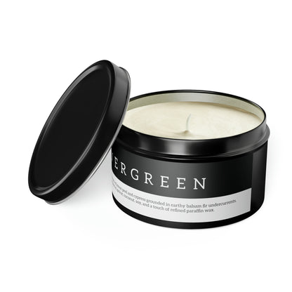 Evergreen Scented Candle in Minimalist Black Steel Tin (2 sizes)