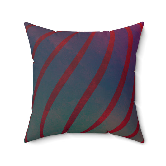 Red + Teal Illusion Wave Stripes Faux Suede Throw Pillow