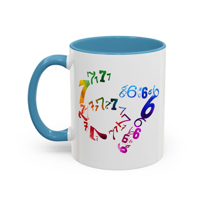 6-7 Meme Illusion Colorful Handle Ceramic Mug (11, 15oz)