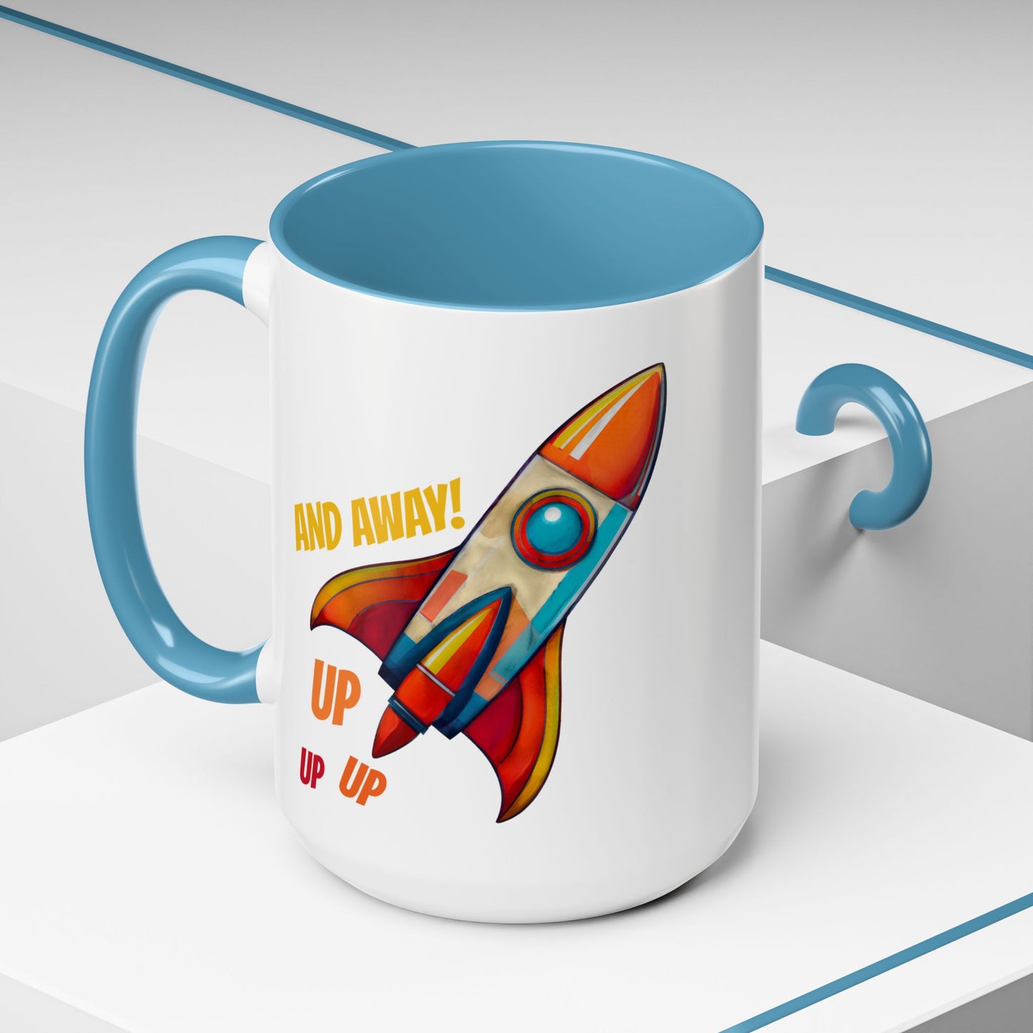 Rocket Ship Liftoff Colorful Ceramic Mug (11, 15oz)