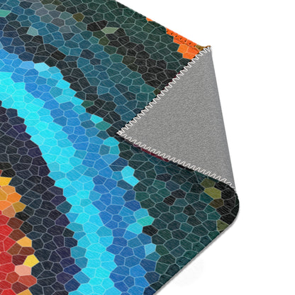 Pixel Mosaic Teal Orange Indoor Area Rug