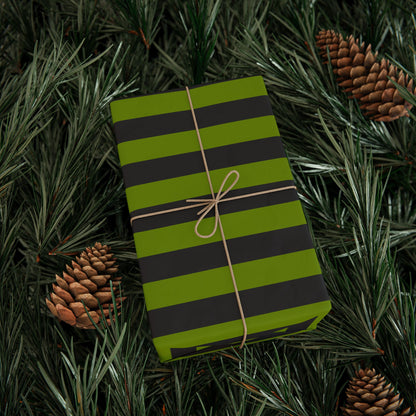 Avocado Green Striped Wrapping Paper Roll (3 sizes)