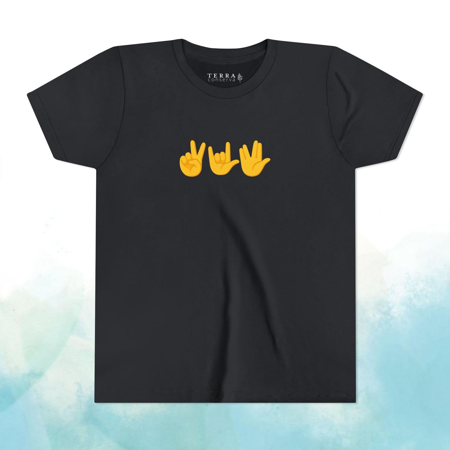 Peace, Love, Live Long Emoji Short Sleeve Kids' T-Shirt (multicolors)