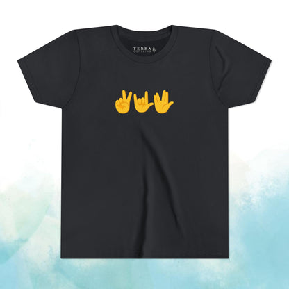 Peace, Love, Live Long Emoji Short Sleeve Kids' T-Shirt (multicolors)