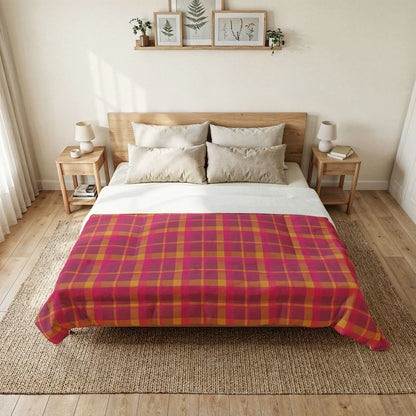 Pink + Yellow Plaid 100% Cotton Comforter