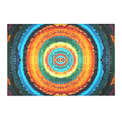 Pixel Mosaic Teal Orange Indoor Area Rug