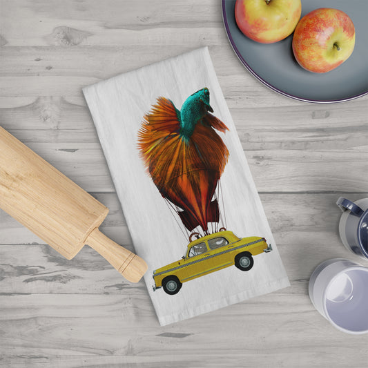 Aquamobile Taxi Service Large Cotton Dish Towel | Surreal Art
