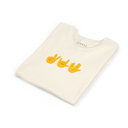 Peace, Love, Live Long Emoji Short Sleeve Kids' T-Shirt (multicolors)