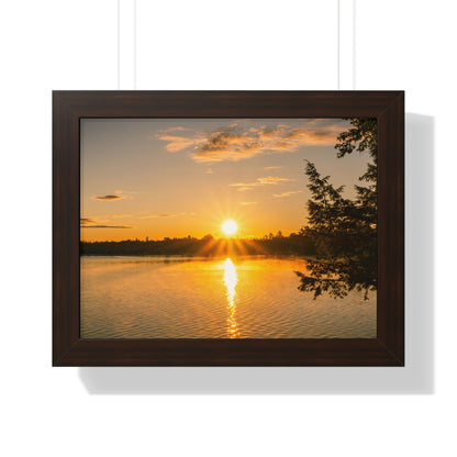 Summer Sunrise Over A Maine Lake Framed Matte Print