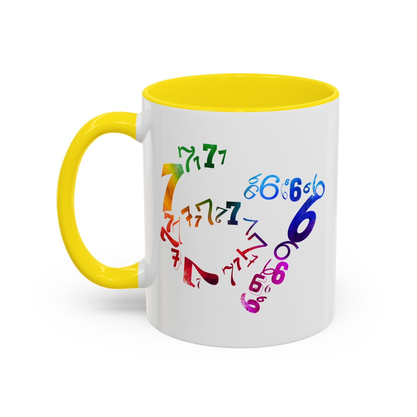 6-7 Meme Illusion Colorful Handle Ceramic Mug (11, 15oz)