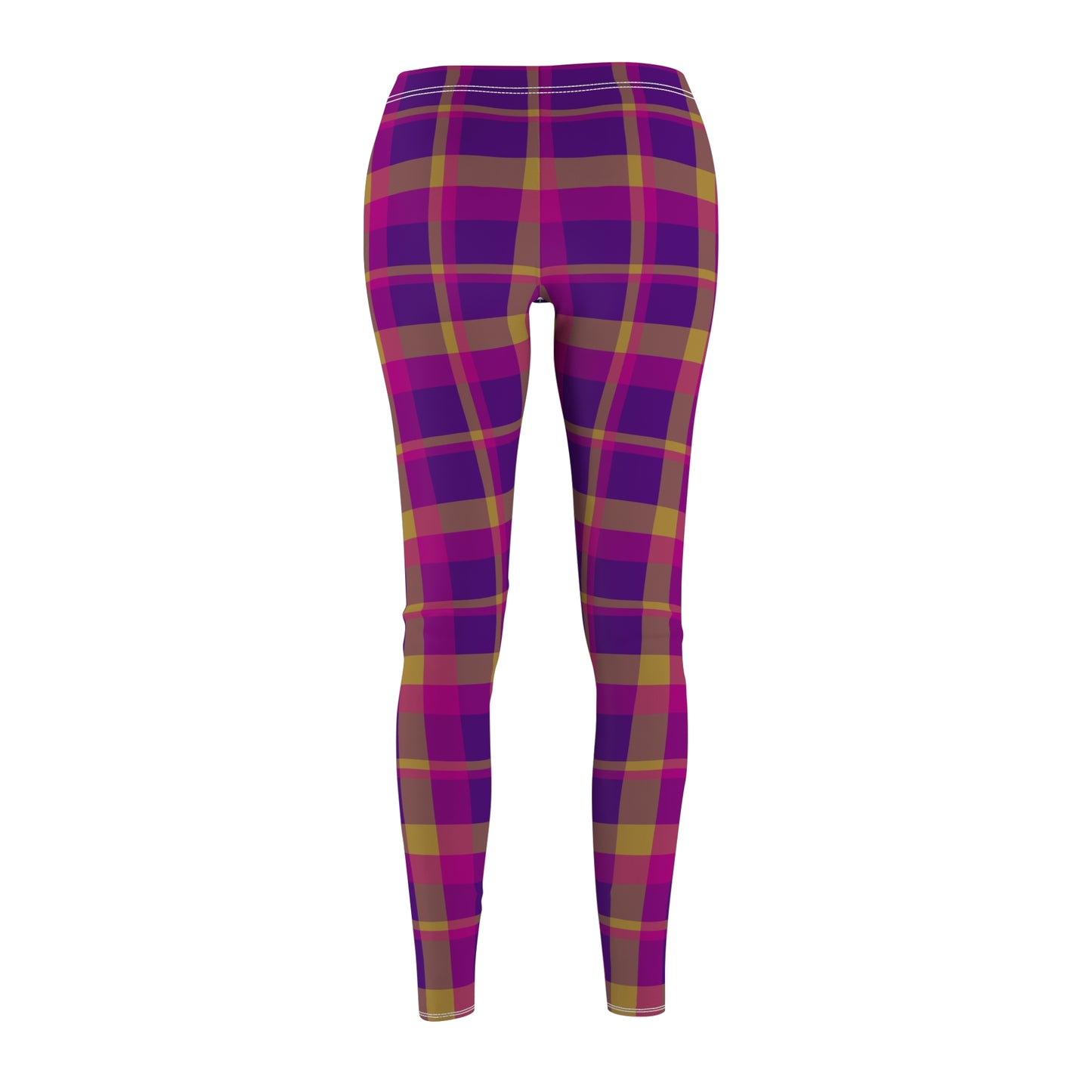 Yellow + Magenta Plaid Women's Extra Soft Brushed Suede Leggings