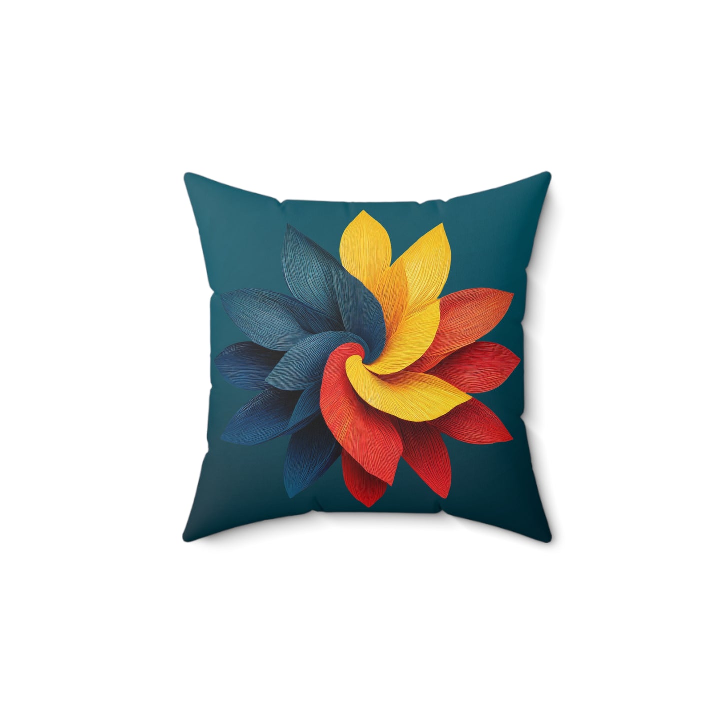 Red Blue Twisty Flower Double-Sided Faux Suede Throw Pillow