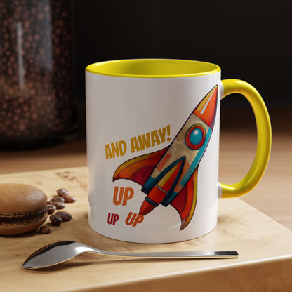 Rocket Ship Liftoff Colorful Ceramic Mug (11, 15oz)