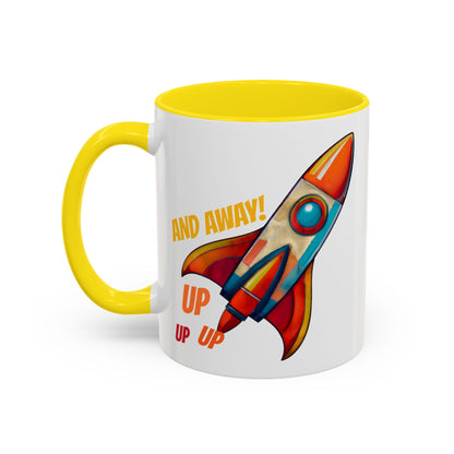 Rocket Ship Liftoff Colorful Ceramic Mug (11, 15oz)