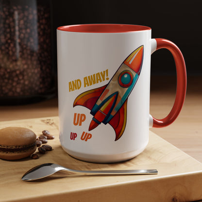 Rocket Ship Liftoff Colorful Ceramic Mug (11, 15oz)