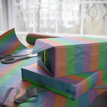 Muted Colorful Stripes Wrapping Paper Roll (3 sizes)