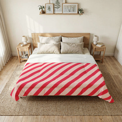 Diagonal Pink Stripes 100% Cotton Comforter