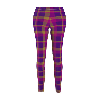 Yellow + Magenta Plaid Women's Extra Soft Brushed Suede Leggings