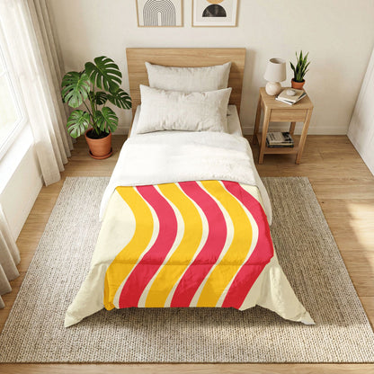 Pink + Yellow Waves 100% Cotton Comforter