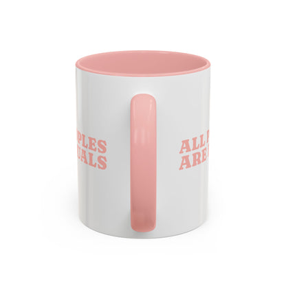 All People Are Equals Pink Handle Ceramic Mug (11, 15oz)