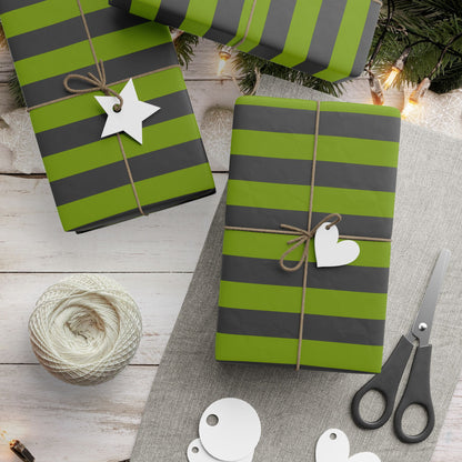 Avocado Green Striped Wrapping Paper Roll (3 sizes)