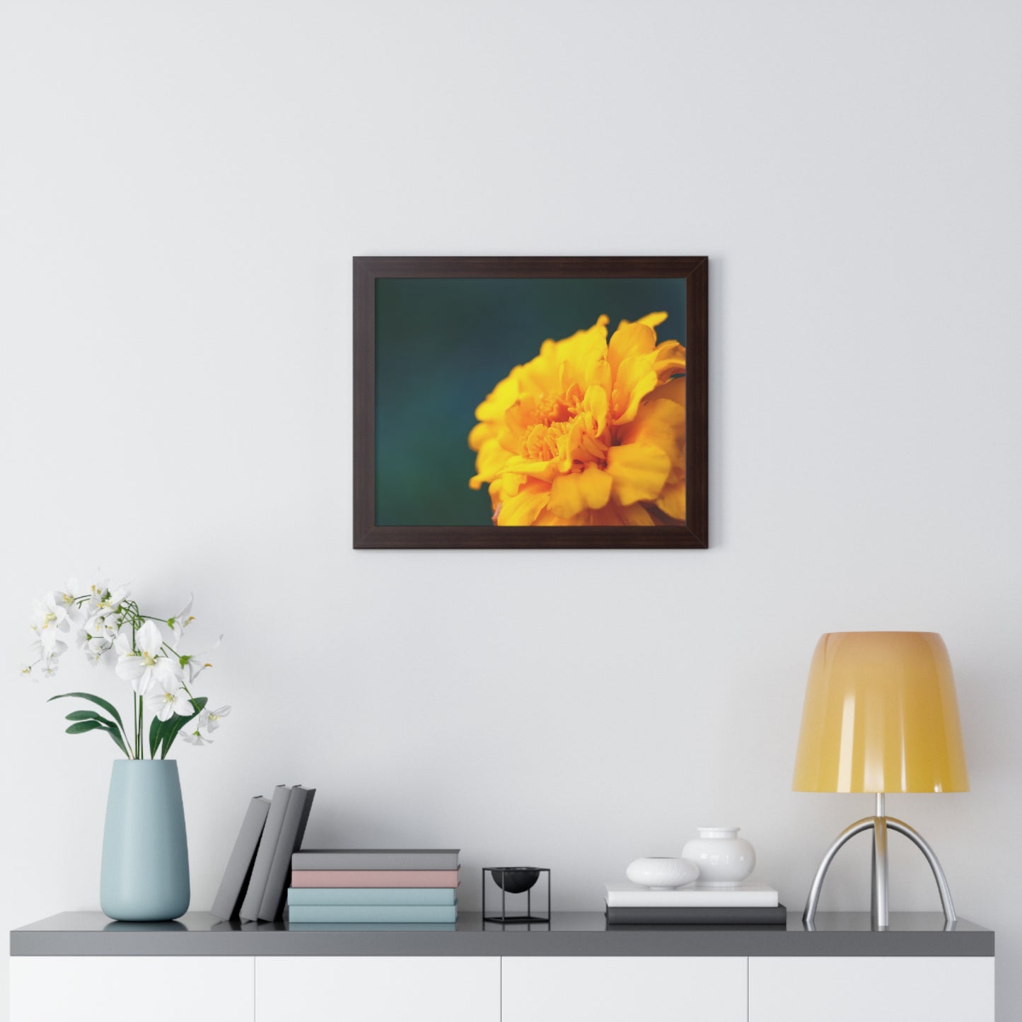 Macro Marigold Flower Framed Matte Print