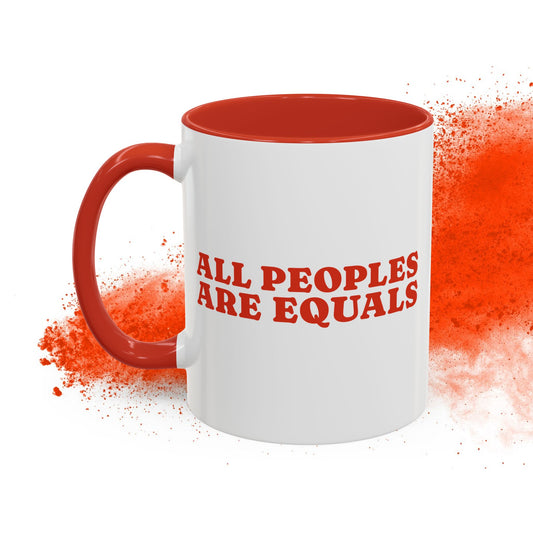 All People Are Equals Red Handle Ceramic Mug (11, 15oz)