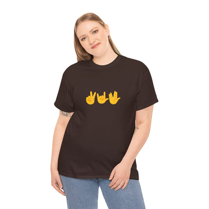 Peace, Love, Live Long Emoji Adult 100% Cotton T-Shirt (Multicolors)