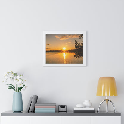 Summer Sunrise Over A Maine Lake Framed Matte Print