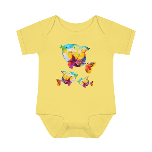 Happiness is a Painted Fish Baby Onesie 6M-18M (multicolors)